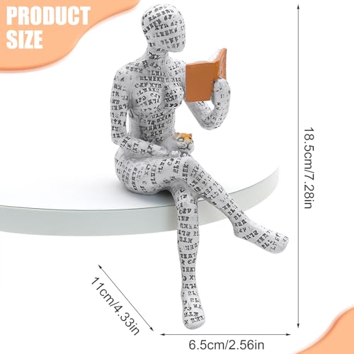 JJQHYC Abstract Book Lover Sculpture - Reading Woman Figurine Statue for Bookshelf | Thinker Ornaments for Living Room, Study & Library Decor - Image 6