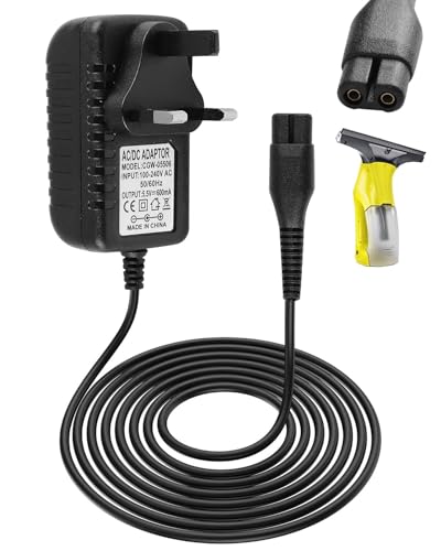 5.5V Window Vac Charger Compatible with Karcher WV6 WV1 WV2 Plus WV5, Vacuum Cleaner Charger Cordless for Plus WV55 WV60 WV70 WV75 Plus (600mA)