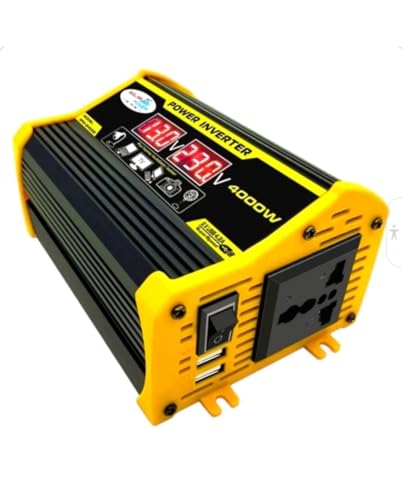 Image of High-Power 4000W DC to AC Power Inverter – 12V to 110V/220V Converter with Dual USB Ports, Universal AC Outlet, LED Display for Cars, Trucks, RVs, and Home Backup (Black, 220V)