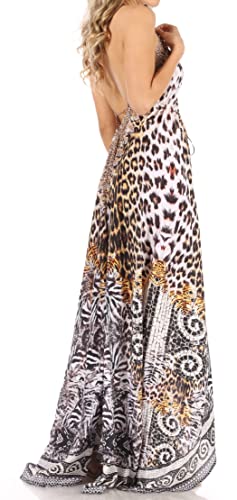 Image of Sakkas Lizi Womens Maxi High-Low Halter Handkerchief Long Dress Beach Party