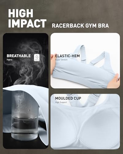 Image of RUNNING GIRL Sports Bras for Women High Support, Adjustable Straps High Impact Racerback Bra with Hook Closure Molded Cup