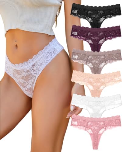 ALL OF SHE String Tanga Damen Spitze Unterhosen Lace Unterwäsche Thongs | Sexy Unterwäsche Für Frau,Niedrige Taille,Weich, Atmungsaktiv ,Ideal Für Verabredungen, Den Alltag Und Als