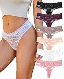 ALL OF SHE Strings Tanga Dentelle Femmes sous-vêtements Sexy Lace Lot de 6 Thongs Femmes M...