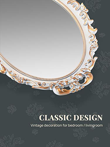 Mirrornova Decorative Wall Mirror, Vintage Hanging Mirrors For Bedroom Living-Room Dresser Decor, Oval Antique Golden Gray 9.6 W X 14.3 L #TOP1