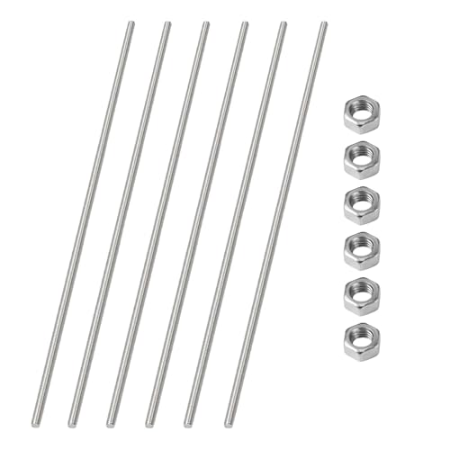 HiPicco M4 x 100mm Fully Threaded Rod & Studs, 304 Stainless Steel Right Hand Threads Rods, M4-0.7 Thread Pitch for Anchor Bolts, Clamps, Hangers and U-Bolts 6pcs 【with Nuts】