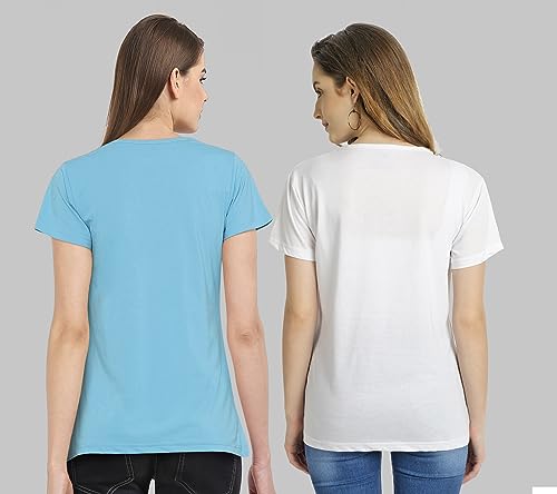 Image of Combo Women's T-Shirts, Cotton Half Sleeves Round-Neck Printed T-Shirt for Girls, & Women Tees (Pack of 2) 960-980-
