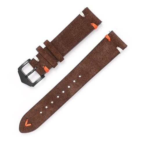 [JLIGONAFP] Watch Strap 20mm 22mm Genuine Leather Band Matte Cowhide Stitching Belt Quick Release Wrist Bracelet(Dark Brown,22mm