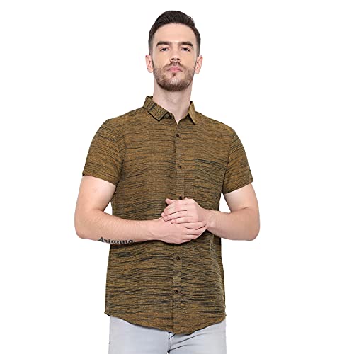 Image of LATEST CHIKAN Men's Cotton Blend Textured Half Sleeves Shirt