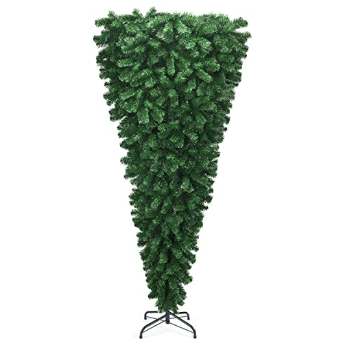 Goplus 7ft Upside Down Christmas Tree, Artificial Xmas Tree with
