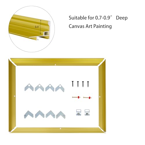 Image of Canvas Frame 16x20, DIY Metal Floating Frames, Canvas Floater Frame for 0.6 inch-0.9 inch Deep Print Painting (Light Gold,16 inchx20 inch)