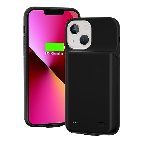 Gladgogo Charging Case for iPhone 13, Real 6000mAh Powerful Smart Battery Case Charger Ultra Slim Portable External Battery Pack Compatible with 13, 6.1 inch, Black