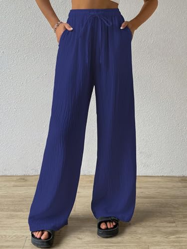 Image of Shasmi Women's Trousers | Wide Leg Casual Pants Featuring a Relaxed Silhouette | Secure fit for All-Day wear | Convenient Side Pockets | Straight-Leg Cut | Elegant Design | Premium (157)