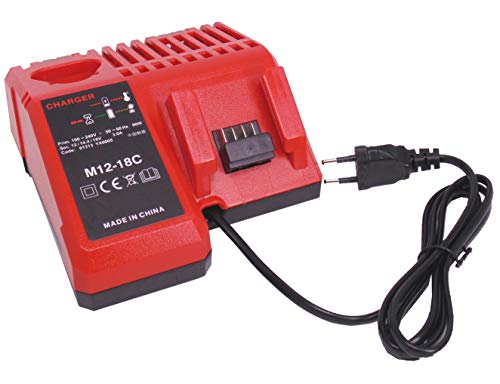 FengWings® M12-18C Cargador compatible con M12 M18 Batería, cargadores por Milwaukee 12V, 18V Batería, 48-59-1812 48-59-1807 48-59-1806 48-59-1840 2710-20 Cover