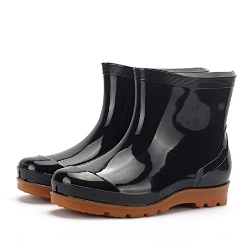 Mens Rain Boots Hardwearing Anti-skidding Patchwork Slip On Waterproof Non-Slip Plastic Cement Rain Boots Rain Ankle Boots
