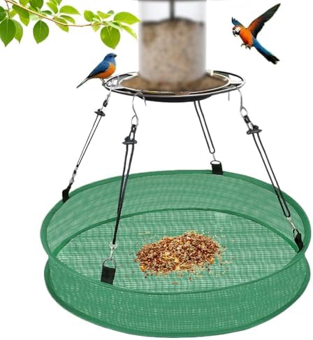 1er Vogelfutter Auffangschale Upgrade Vogelfutterspender vogelfutterstation | Futterhaus mit Verstellbarem Aufhängebügel Robuste für Vogelhäuschen Vogelfutterhaus Garten, Balkon, A