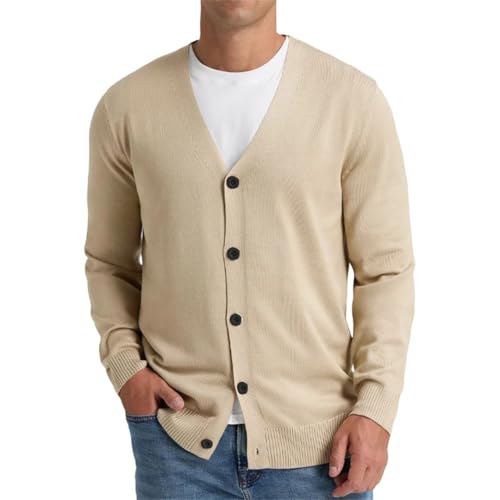 Mens Cardigan Sweater V-Neck Long Sleeve Button Down Knitted Outdoor Solid Color Sweaters3