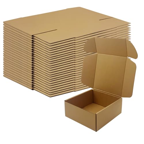 7x7x3 Inches Shipping Boxes Set of 25,Brown Cardboard Boxes Recyclable Corrugated Mailers for Small Business, E-commerce, Gift Packaging Storage Boxes Products Box Self-Locking Folding Boxes