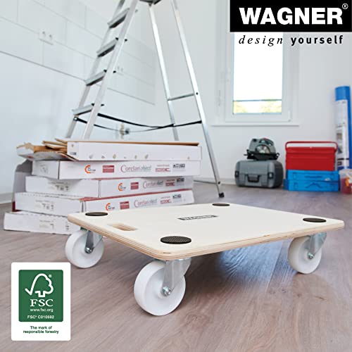 WAGNER Transportroller Transporthilfe I Möbelroller aus Schichtholz I 60 x 50 cm, 400 kg Tragkraft I Möbelhund für Umzüge I Rollbrett für Möbel I Lastenroller mit Tragegriff I FSC® I Made in DE