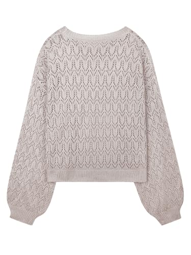 Womens Cute Fluffy Crewneck Crochet Hollow Out Long Sleeve Pullover Sweater Lightweight Sweater Spring 20254