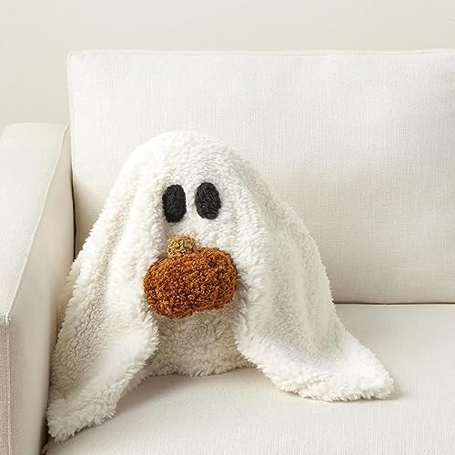 Horypt Almohada Fantasma Halloween, Almohadas 12x13'', Decoración Cojín Fantasma Blanco, Almohada...