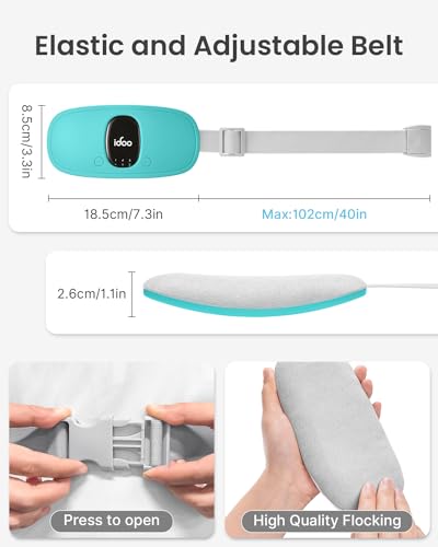 Image of iDOO Heating Pad for Period Cramps, FSA Eligible Items Only List, Portable Cordless Heating Pad, Electric Waist Belt Device, Gifts for Girlfriend Mom Wife Women (Blue)