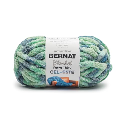 Image of Bernat Blanket Extra Thick Cel-Este Celestial Teal Yarn - 1 Pack of 21.12oz /598.74g - 100% Polyester - #7 Jumbo - 72 Yards - Chunky Yarn for Hand Knitting, Crocheting, Crafts & Amigurumi