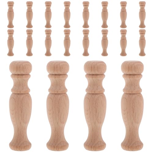 TOVINANNA 20 Husillos de Madera Beige Tallado Detallado Estilo Romano Clásico para Barandillas y Escaleras Interiores, Decoración Versátil Hogar
