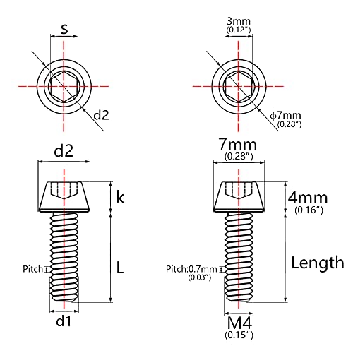Image of Titanium Ti DIN912 M4 8 10 12 15 20mm Tapered Head Hex Bolts Bicycle Screws Pack of 6 (Bronze, M4x15mm)