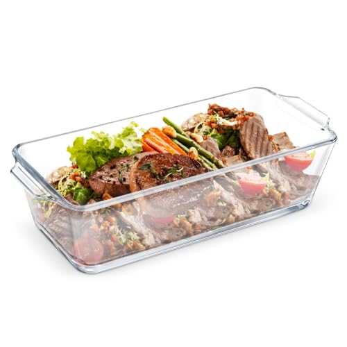 Gatuida Recipiente para cocinar al vapor de vidrio olla de vidrio Plato de hornear pastel de carne moldes de vidrio para hornear pan cazuelas de cristal para horno
