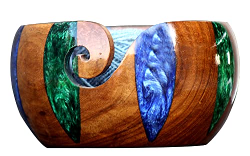 Image of Wooden Yarn Bowl for Knitting Yarn Bowl for Crocheting, Yarn Storage Bowl to Prevent Slipping, Wooden Yarn Holder, Best Gift for Crochet (#Desig-10)