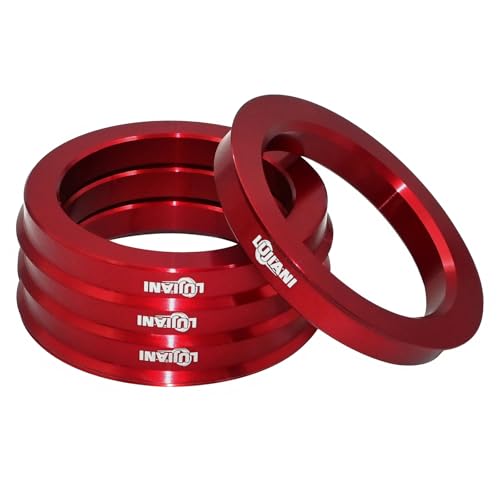 Red Universal Hub Centric Ring, 73.1 mm OD to 56.1 mm ID Centerbore, Aluminum Alloy Wheels Center Shaft Shock Absorbing Hubrings, Hub Adapter Rings Compatible with Most Vehicles, Pack of 4 O