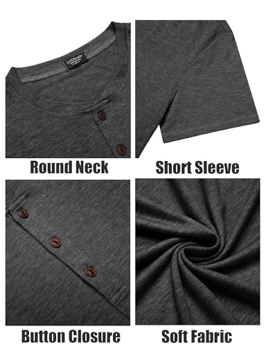Image of COOFANDY Men's Henley Shirts Short Sleeve Casual Basic Tee Summer Button Henley Soild T Shirts