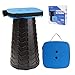 Ulepszony przenośny taboret teleskopowy z większym siedziskiem - chowany, kwadratowy, składany stołek kempingowy dla dorosłych, teleskopowy, składany, lekki, kompaktowy stołek (niebieski)