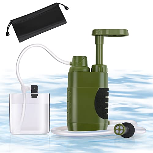 OFFOF Wasserfilter Outdoor,Tragbare Wasserfilterpumpe 0,01 Mikron Wasserfilter 1.5 L/Minute Schneller Durchfluss,Wasseraufbereitung Trinkwasser,Survival Wasserfilter Camping für Notfall Ausrüstung Cover