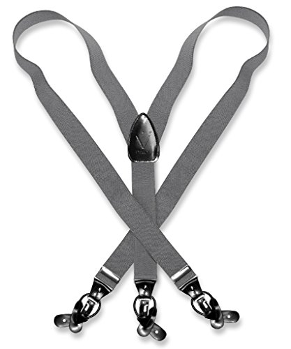 Vesuvio Napoli Men's CHARCOAL GREY SUSPENDERS Y Shape Back Elastic Button & Clip Convertible