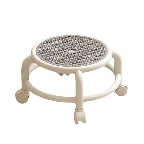 SZPLLZY Taburete Giratorio bajo de plástico de 18 x 28 cm con Ruedas, Asiento Universal Redondo para hogar, Oficina y Escuela, Color Gris.