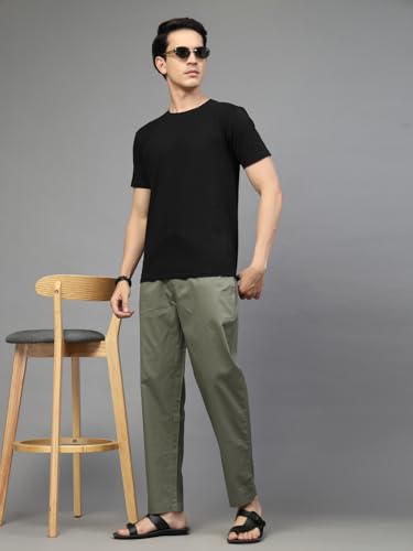 Image of Majestic Man Comfort Fit Solid Cotton Casual Lounge Pyjama with Elastic Waist, Drawstring & Zip Closure