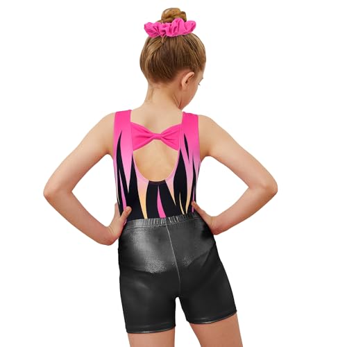 Image of MODAFANS Leotards for Girls Gymnastics with Shorts Dance unitards Tumbling Biketards with Hair Scrunchie for3-13T