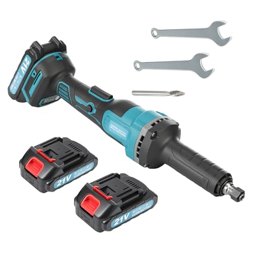 GEARNEST Cordless Die Grinder with Battery 2X 2000mAh 21V Battery Grinder with 800W Brushless Motor 4 Level Speed Up to 25000RPM 1/4 Precision Collet for Grinding Polishing Cutting Drilling