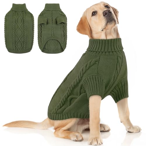 Image of Queenmore XXL Dog Sweater,Classic Knit Big Dog Christmas Sweater Turtleneck