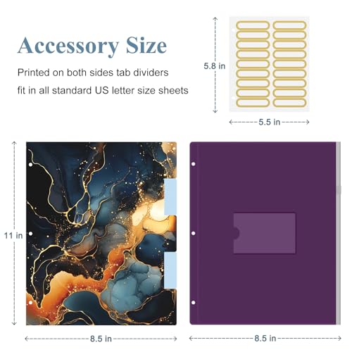 Image of 3 Ring Binder, 1 Inches Round Ring Binder with Clipboard, Dividers Tabs, PVC Zipper Bag Sleeves & to Do List Planners for Women, Men, School, Office Supplies, Abstraction