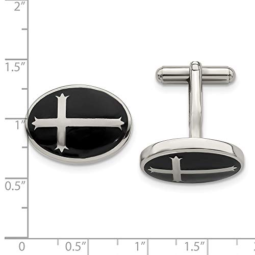 Mancuernillas de acero inoxidable negro para hombre miniatura 3