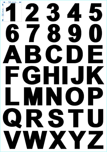 Vinilo con letras de números de 5 cm impermeable negro universal autoadhesivo UEQ-BK02