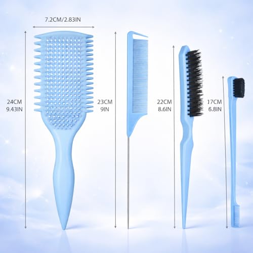 Image of Detangler Brush for Curly Hair, Lightweight Curly Hair Brush with Vented Design for Easy Glide, Effortlessly Detangles Without Pulling or Snagging, Suitable for All Wet and Dry Hair Types (Blue)