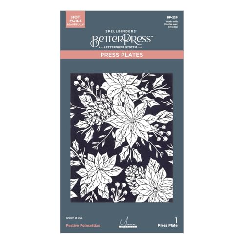 Spellbinders Festive Poinsettias Press Plate, Metal