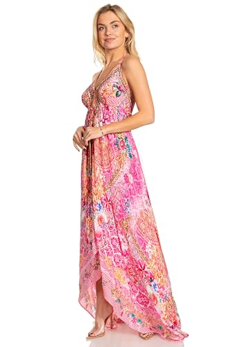 Image of Sakkas Lizi 2025 Womens Maxi High-Low Halter Handkerchief Long Dress Beach Party