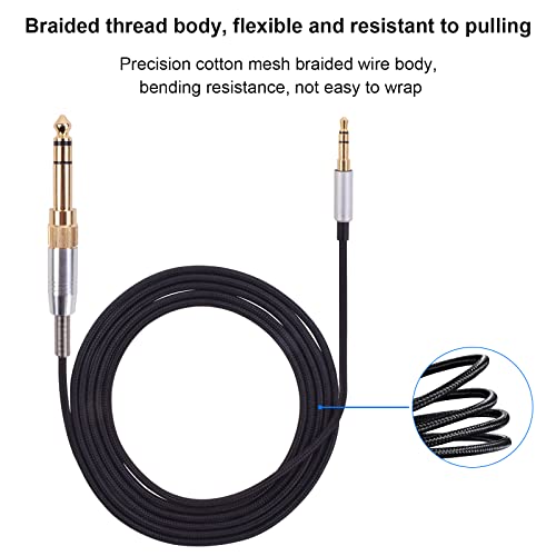 Cable de audio reemplazo con adaptador 6.35mm y doble 3.5mm 2m miniatura 5