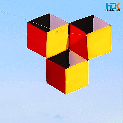 HENGDA KITE for Kids & Adults, 3D Magic Cube Box Kite Single Line Kite Flying for Children Kids Outdoor Toys Beach Park Playing