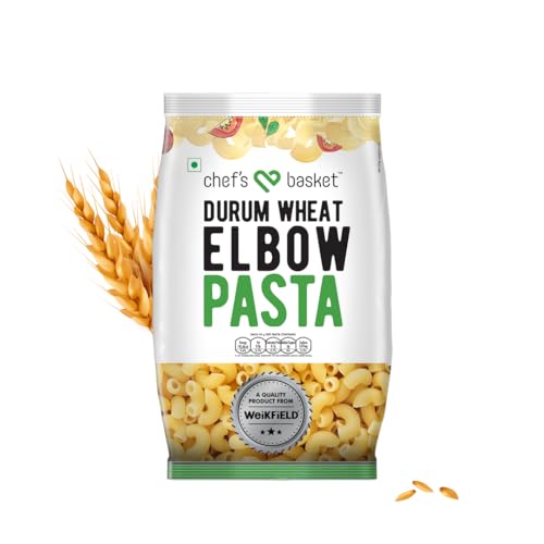 Chef's Basket Elbow Pasta | Made With 100% Durum Wheat Semolina | 100% Suji | No Maida | Rich in Protein & Fibre | 100% Vegetarian | Non-Sticky Healthy Pasta | 500 gm Pouch Chef's Basket Elbow Pasta | Made With 100% Durum Wheat Semolina | 100% Suji | No Maida | Rich in Protein & Fibre | 100% Vegetarian | Non-Sticky Healthy Pasta | 500 gm Pouch
