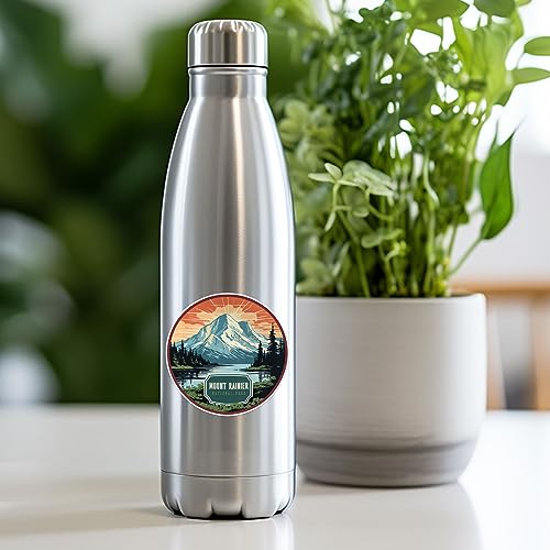 Image of Mount Rainier National Park Sticker - Waterproof Vinyl Decal for Car Bumper, Laptop, Luggage, Water Bottle, Wall, and Window, Size - 3'' X 3''